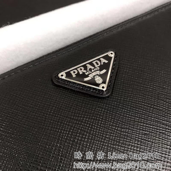 PRADA普拉達 經典款 十字紋牛皮 大號單拉鏈錢包 1M1188 DD1839